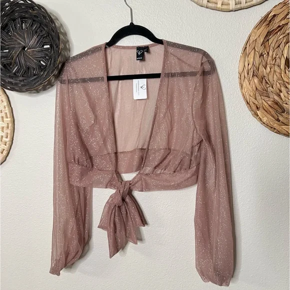 You Glow Girl Glitter Tie Front Cover Up - Picture 1 of 3